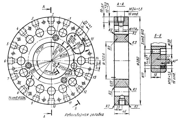 Посадочні та приєднувальні бази токарно-револьверного верстата 1К341. Інстументальна револьверна головка 1К341 Посадкові та приєднувальні бази токарно-револьверного верстата 1К341. Інстументальна револьверна головка